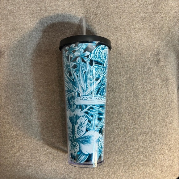 Starbucks Tropical Blue Floral Tumbler with Straw - Picture 6 of 11
